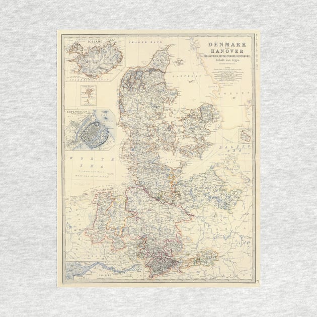 Vintage Map of Denmark (1861) by Bravuramedia